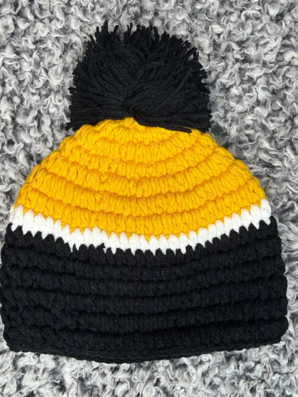 Handmade Kids Yellow & Black Crochet Beanie and Bootie Set